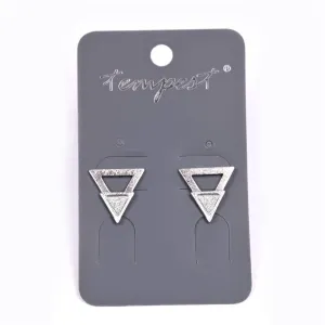 Layered triangle stud earrings with sparkle effect detail