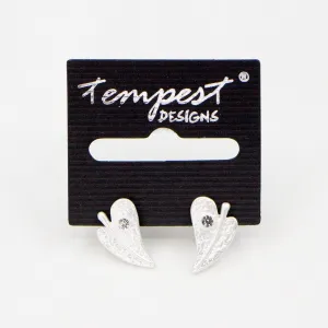 Leaf shape stud earrings with crystal