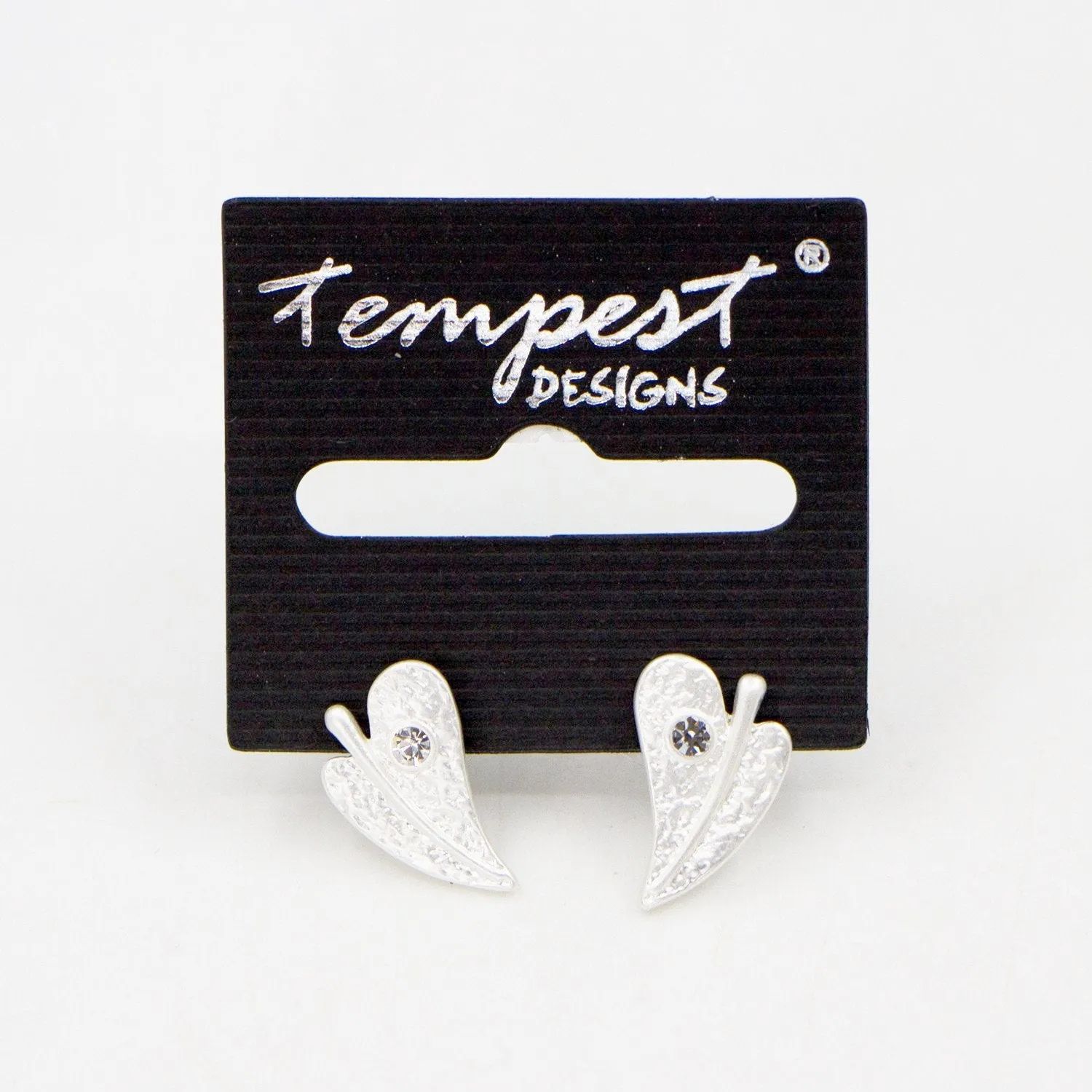 Leaf shape stud earrings with crystal