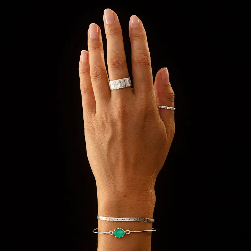 Marie Bangle, Green Onyx, Silver