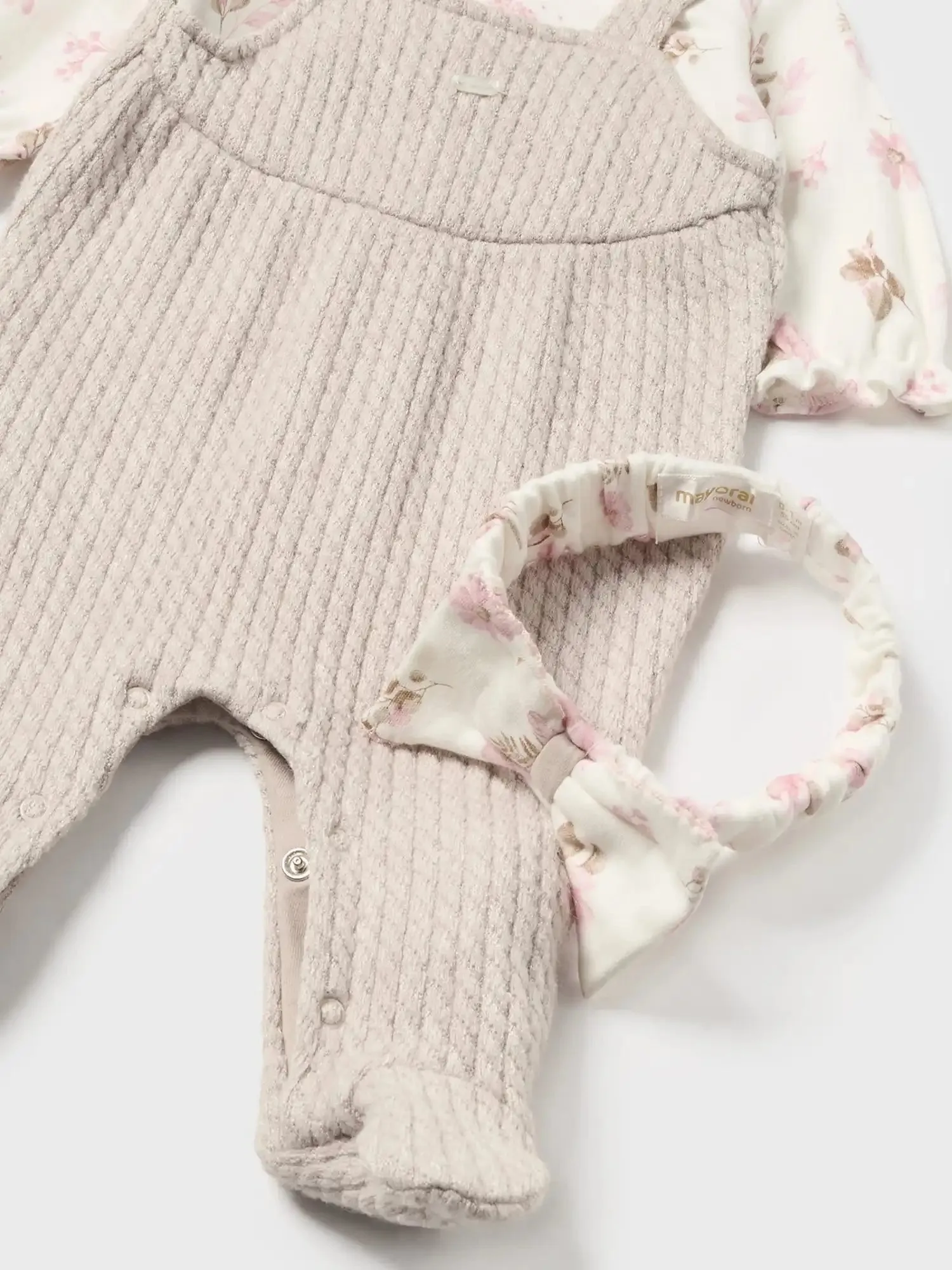 Mayoral Babygrow & Headband - Beige