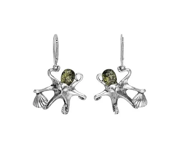 MILENA Baltic Amber Octopus Drop Earrings