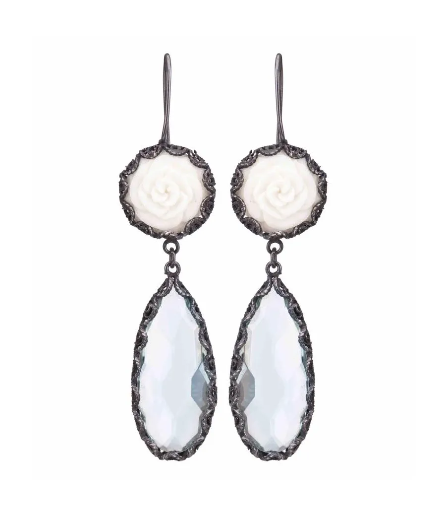 Ornate Tears Earrings - Light Blue