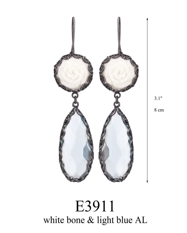 Ornate Tears Earrings - Light Blue