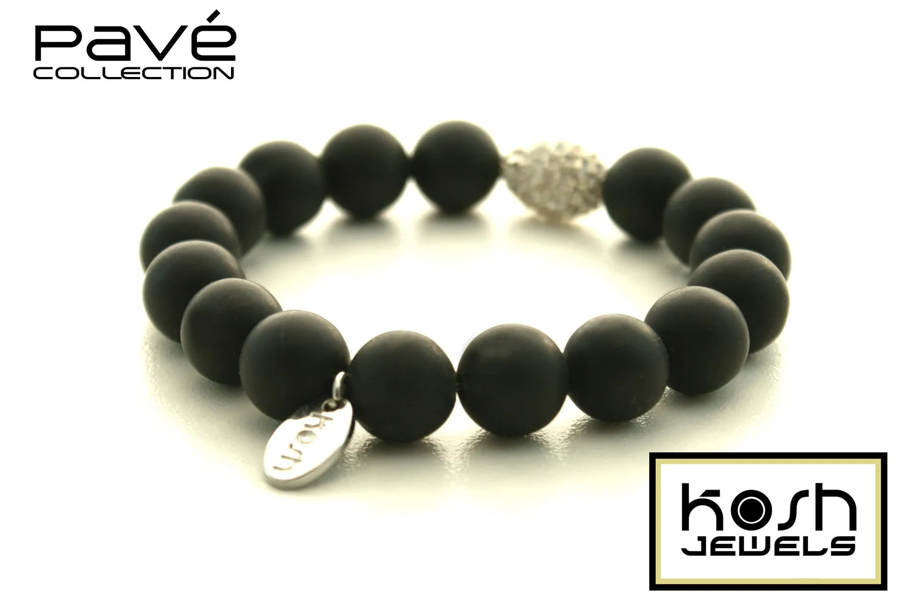 PAVÉ CRYSTAL ONYX SIGNATURE BEADED BRACELET