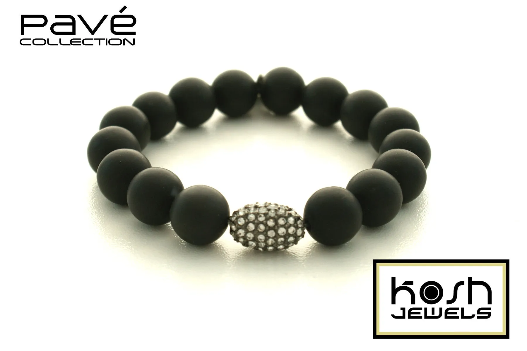 PAVÉ CRYSTAL ONYX SIGNATURE BEADED BRACELET