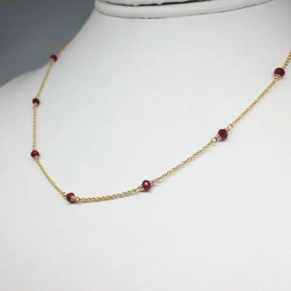 Ruby Beaded Choker Necklace