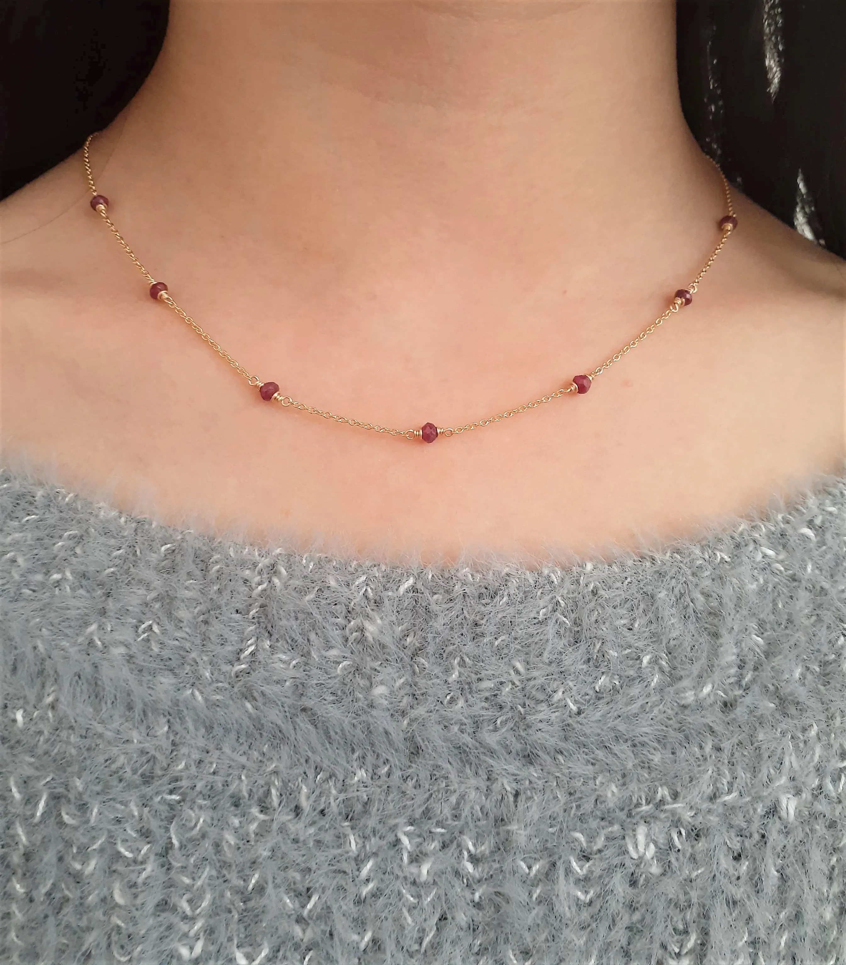 Ruby Beaded Choker Necklace