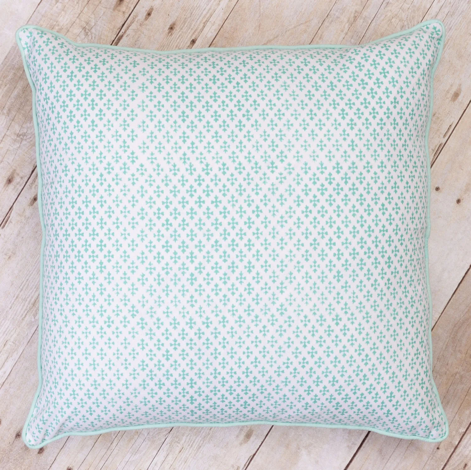 Shanti Block Print Cushion, Seaglass