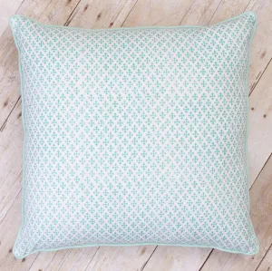 Shanti Block Print Cushion, Seaglass