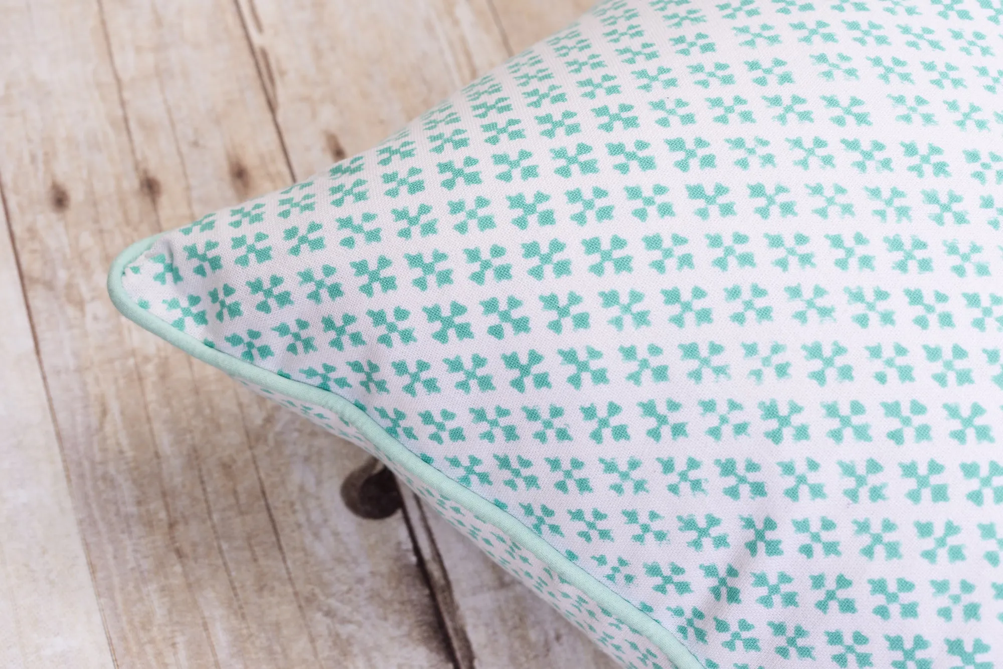 Shanti Block Print Cushion, Seaglass