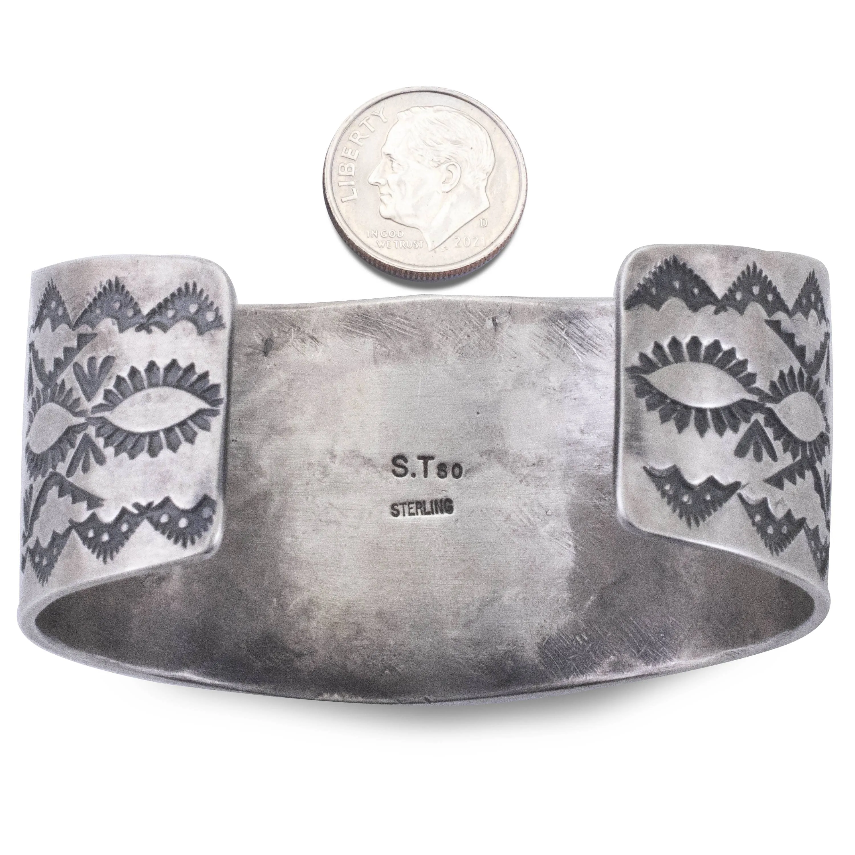 Sheila Tso Navajo Coral USA Native American Made 925 Sterling Silver Cuff