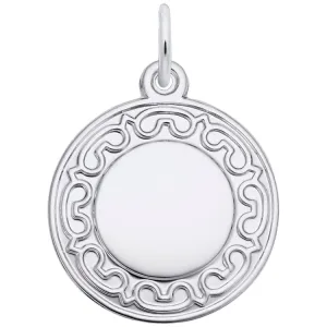 SILVER ORNATE ROUND DISC CHARM