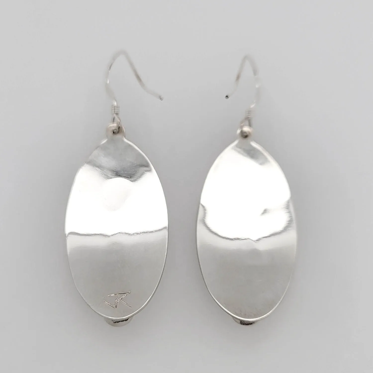 Silver Wolf Earrings with Amber