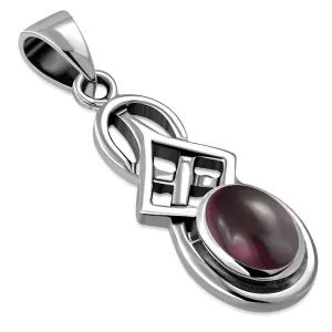 Small Garnet Stone Celtic Silver Pendant