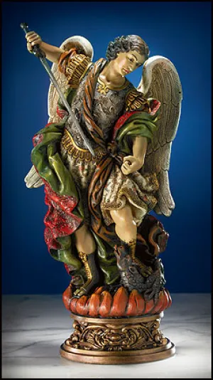 St. Michael Statue with Ornate Base