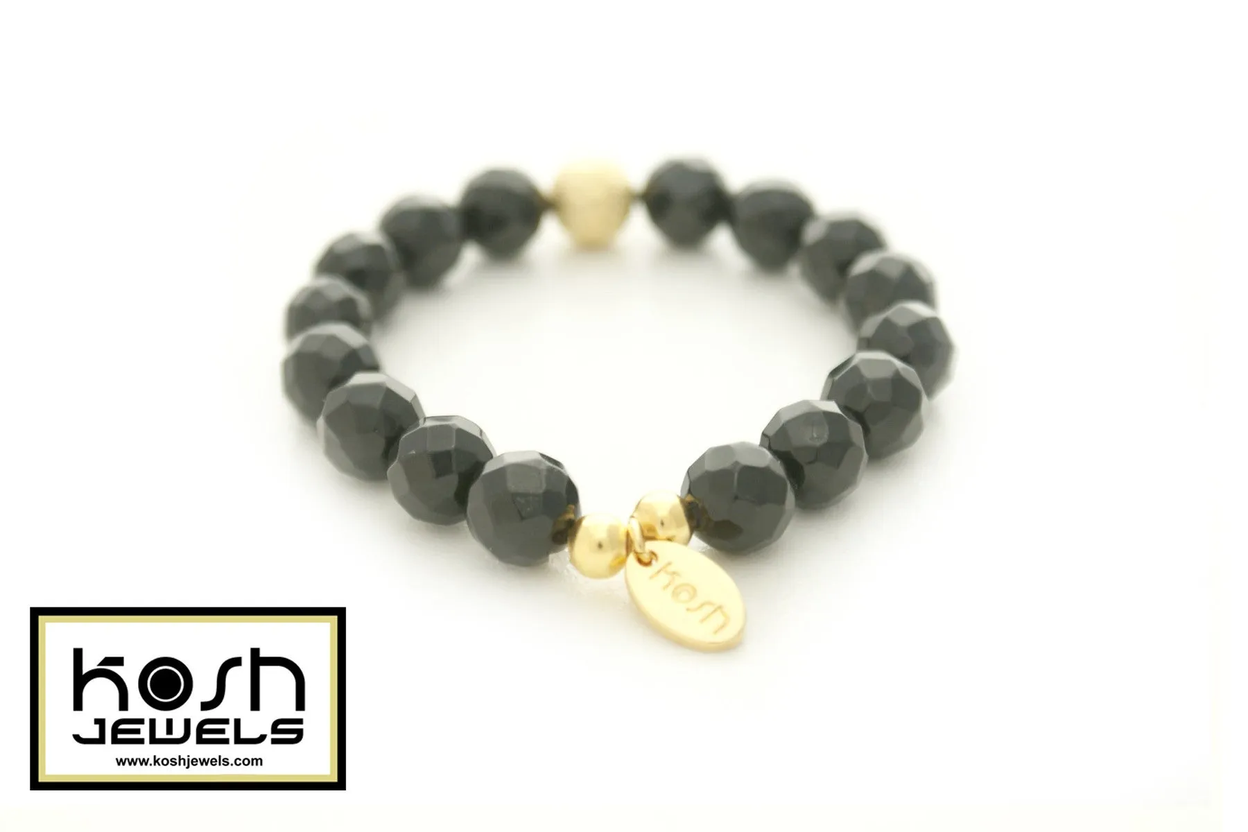 STARDUST SERIES SIGNATURE BEADED BRACELET - OBSIDIAN BLACK (FACETED)