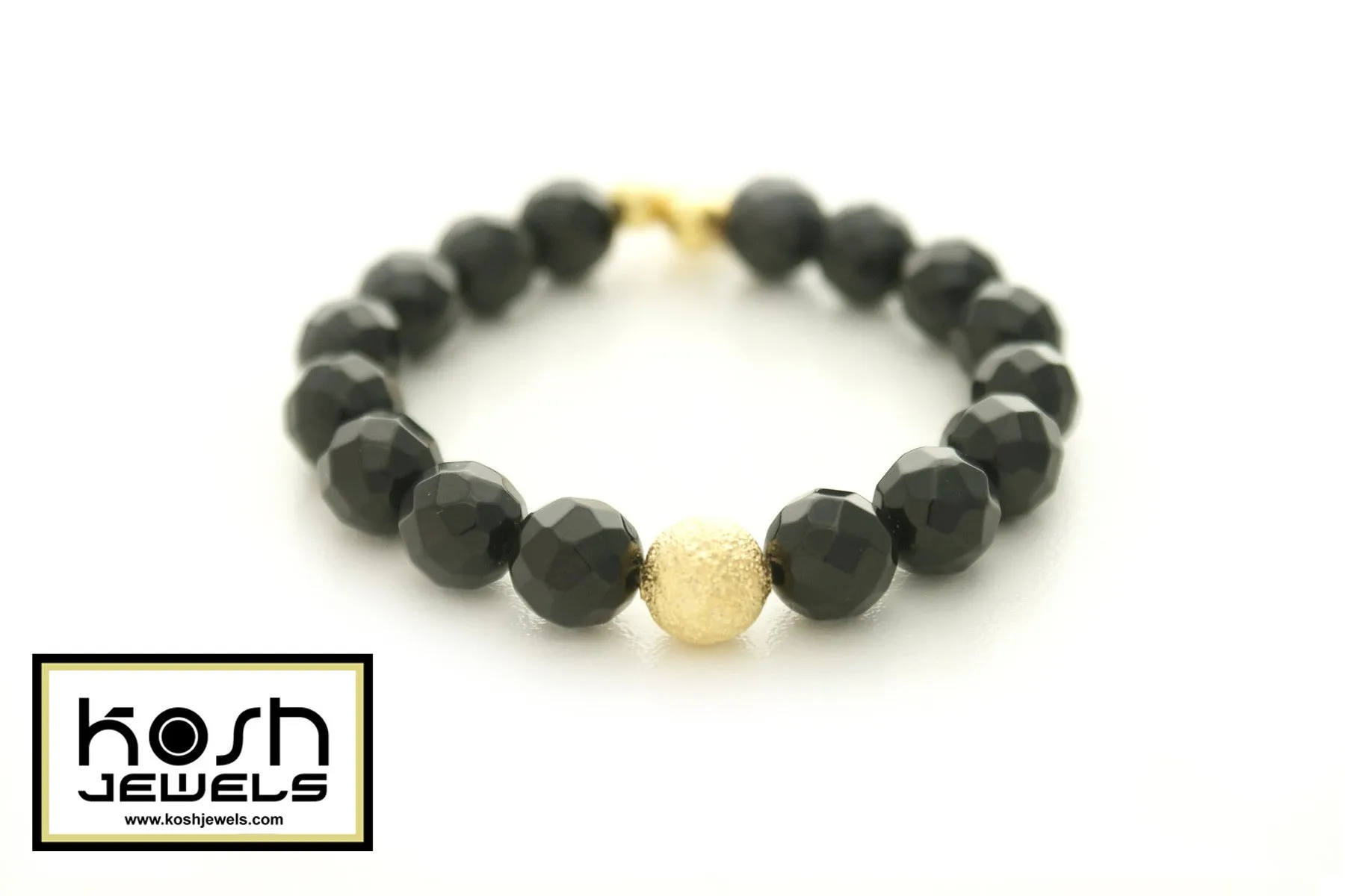 STARDUST SERIES SIGNATURE BEADED BRACELET - OBSIDIAN BLACK (FACETED)