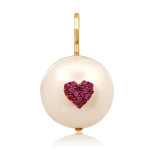 Sweet Ruby Heart Pearl Charm