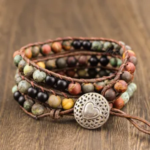 Triple Wrap Matte Turquoise Bohemian Leather Bracelet