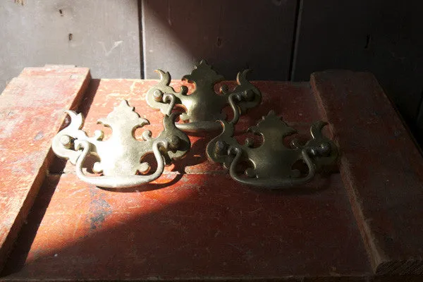 Vintage ornage brass drawer pulls -  3 available