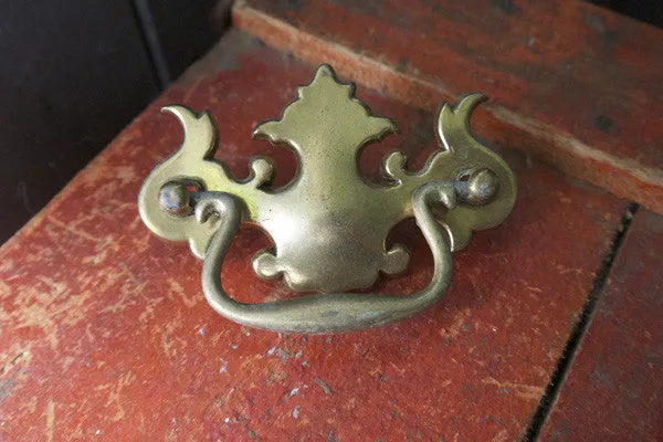Vintage ornage brass drawer pulls -  3 available