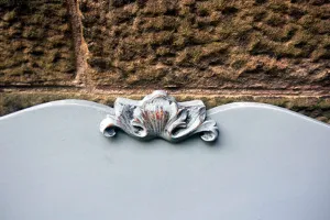 Wooden vintage retro hand painted shabby chic French style Double bed Headboard in Duck Egg Blue by Emily Rose Vintage